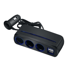 SHUNWEI SD-1938 120W 3A Car 3 in 1 Dual USB Charger Cigarette Lighter with Atmosphere Light, SD-1938 (Black), SD-1938