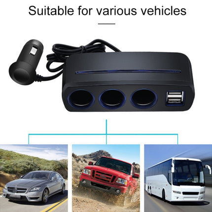 SHUNWEI SD-1938 120W 3A Car 3 in 1 Dual USB Charger Cigarette Lighter with Atmosphere Light, SD-1938 (Black)