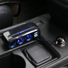 SHUNWEI SD-1938 120W 3A Car 3 in 1 Dual USB Charger Cigarette Lighter with Atmosphere Light, SD-1938 (Black), SD-1938