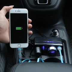 SHUNWEI SD-1938 120W 3A Car 3 in 1 Dual USB Charger Cigarette Lighter with Atmosphere Light, SD-1938 (Black), SD-1938