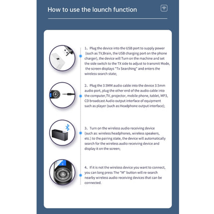 T-13 Bluetooth 5.0 LCD Digital Display Bluetooth Adapter Receiver Transmitter, T-13