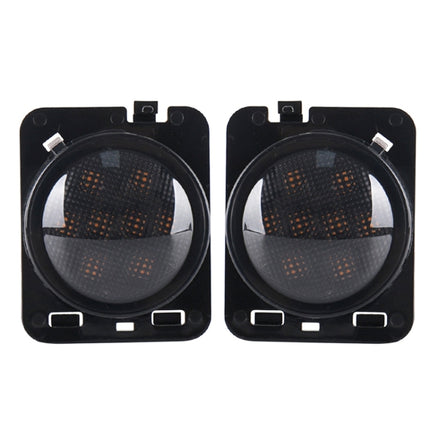 2 PCS 8W DC 12V Car SUV Refit LED Wheel Eyebrow Turn Signal for Jeep Wrangler JK 07-17, Specification: Butt Assembly with Aperture