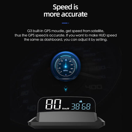 H400G Car 3.5 inch GPS Mode HUD Head-up Display Support Speed / Time / Distance Display, H400G