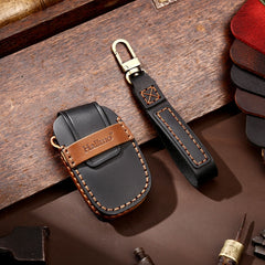 Hallmo Car Cowhide Leather Key Protective Cover Key Case for Hyundai IX35 A Style, For Hyundai IX35 A Style