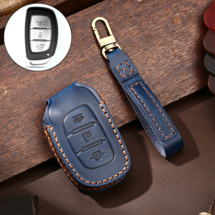 Hallmo Car Cowhide Leather Key Protective Cover Key Case for Hyundai IX35 B Style, For Hyundai IX35 B Style