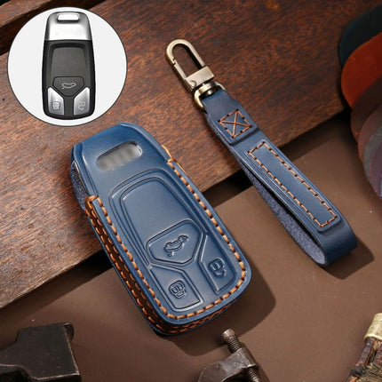 Hallmo Car Cowhide Leather Key Protective Cover Key Case for Audi A6L / A8L / A4 / A7 / A5 A Style, For Audi A6L A Style