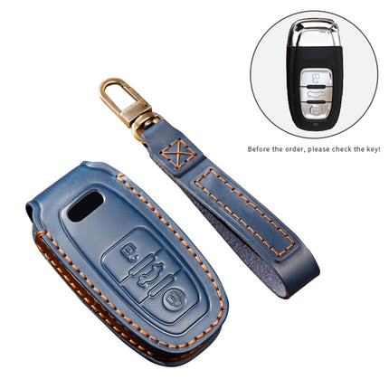 Hallmo Car Cowhide Leather Key Protective Cover Key Case for Audi A6L / A8L / A4 / A7 / A5 B Style, For Audi A6L B Style