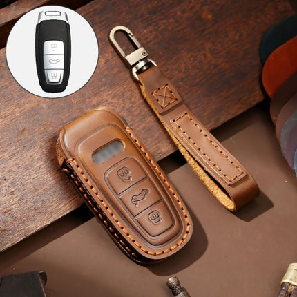 Hallmo Car Cowhide Leather Key Protective Cover Key Case for Audi A6L / A8L / A4 / A7 / A5 C Style