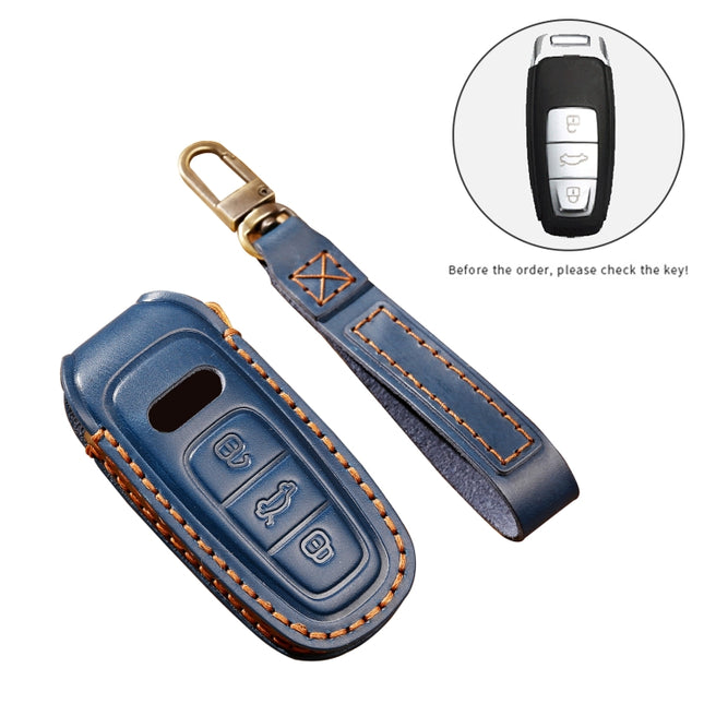 Hallmo Car Cowhide Leather Key Protective Cover Key Case for Audi A6L / A8L / A4 / A7 / A5 C Style
