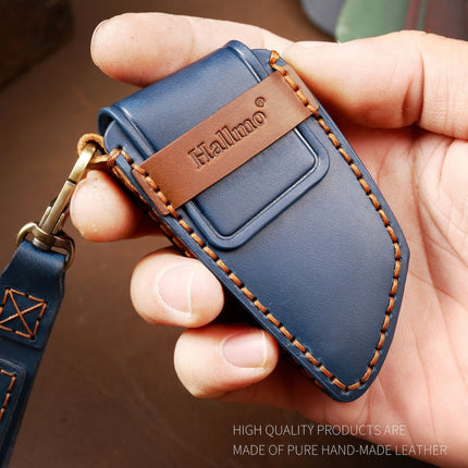 Hallmo Car Cowhide Leather Key Protective Cover Key Case for BMW Blade Style, For BMW Blade Style