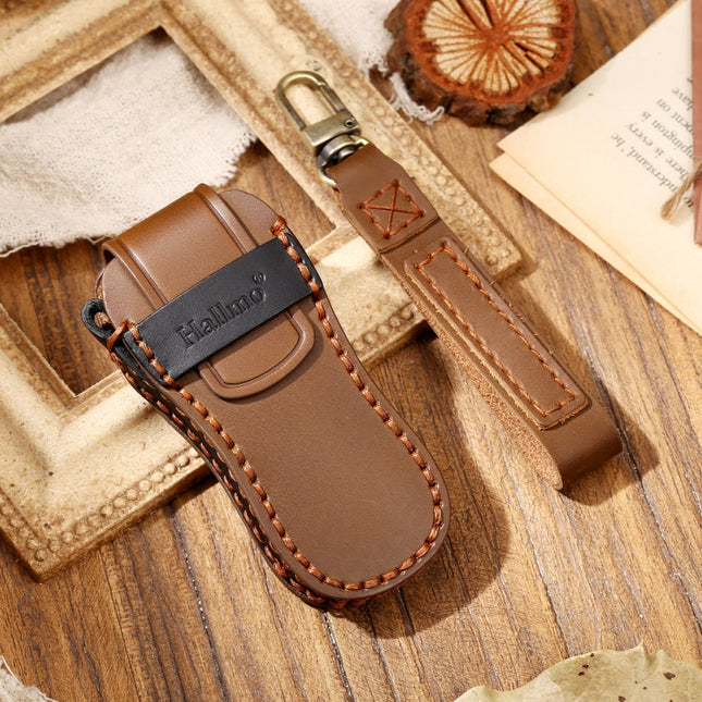 Hallmo Car Cowhide Leather Key Protective Cover Key Case for Porsche Macan 718 2021 B Style, For Porsche Macan B Style