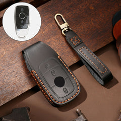 Hallmo Car Cowhide Leather Key Protective Cover Key Case for New Mercedes-Benz E300L, For New Mercedes-Benz E300L