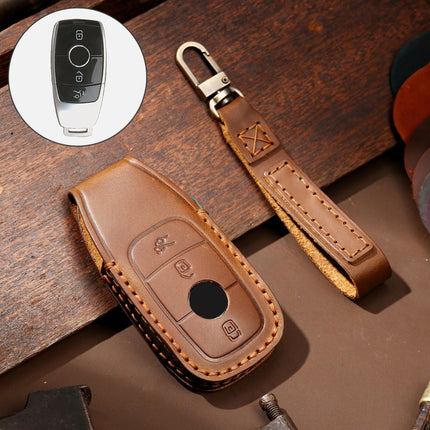 Hallmo Car Cowhide Leather Key Protective Cover Key Case for New Mercedes-Benz E300L