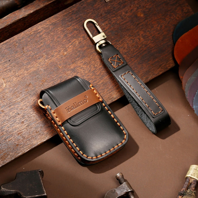 Hallmo Car Cowhide Leather Key Protective Cover Key Case for Volkswagen Lavida A Style, For Volkswagen Lavida A Style