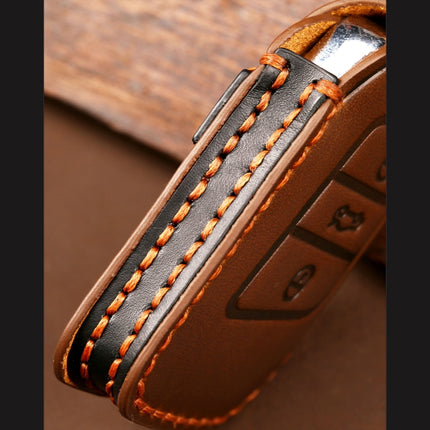 Hallmo Car Cowhide Leather Key Protective Cover Key Case for Volkswagen Lavida B Style