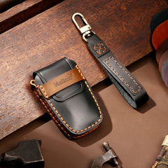 Hallmo Car Cowhide Leather Key Protective Cover Key Case for Toyota Corolla 2017 2-button, For Toyota Corolla 2017 2-button