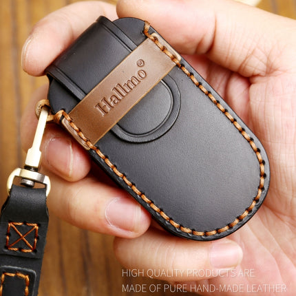 Hallmo Car Cowhide Leather Key Protective Cover Key Case for Jeep Compass, For Jeep Compass