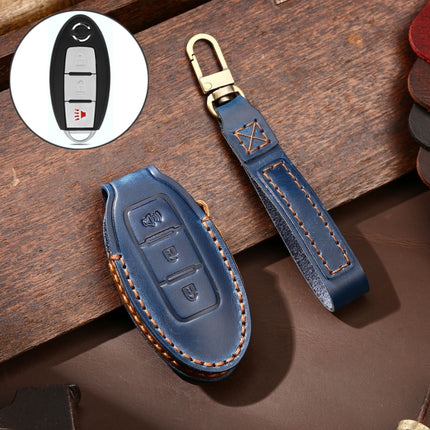 Hallmo Car Cowhide Leather Key Protective Cover Key Case for Nissan Sylphy 3-button Horn, Fr Nissan Sylphy 3-button Horn, For Nissan Sylphy 3-button Horn