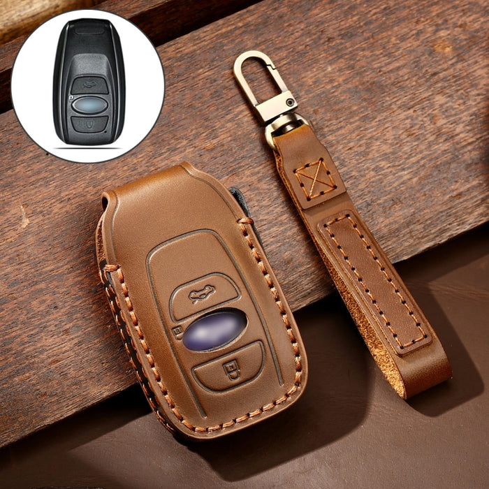 Hallmo Car Cowhide Leather Key Protective Cover Key Case for Subaru Forester, For Subaru Forester