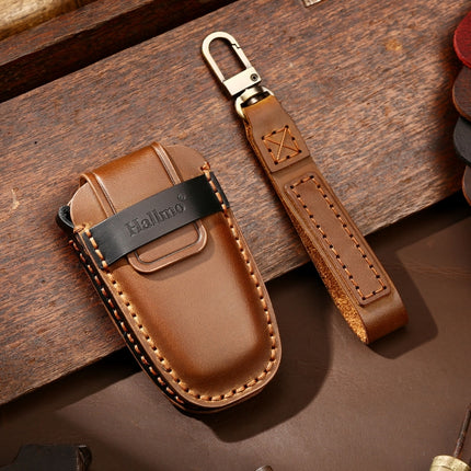 Hallmo Car Cowhide Leather Key Protective Cover Key Case for Ford Focus B Style, For Ford Focus B Style