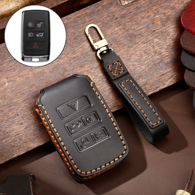 Hallmo Car Cowhide Leather Key Protective Cover Key Case for Land Rover Discovery 5 B Style, For Land Rover Discovery 5 B Style