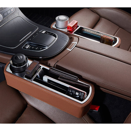 Car Multi-functional Wireless Fast Charge Console PU Leather Box Cup Holder Seat Gap Side Storage Box, Wireless Fast Charge (Brown), Wireless Fast Charge (Black), Wireless Fast Charge (Beige)
