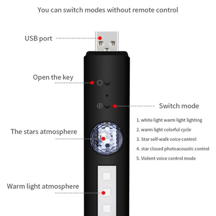 D88 5V 2.5W Car Colorful Starry Sky Atmosphere Lamp without Remote Control, D88 without Remote Control