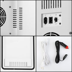 8L 37-48W Tempered Glass Panel Car / Home Mini Refrigerator US Plug