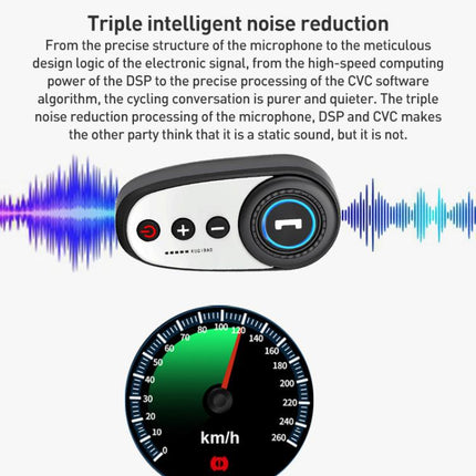 K10 Motorcycle Bluetooth Helmet Headset, Black Hard Pole Microphone