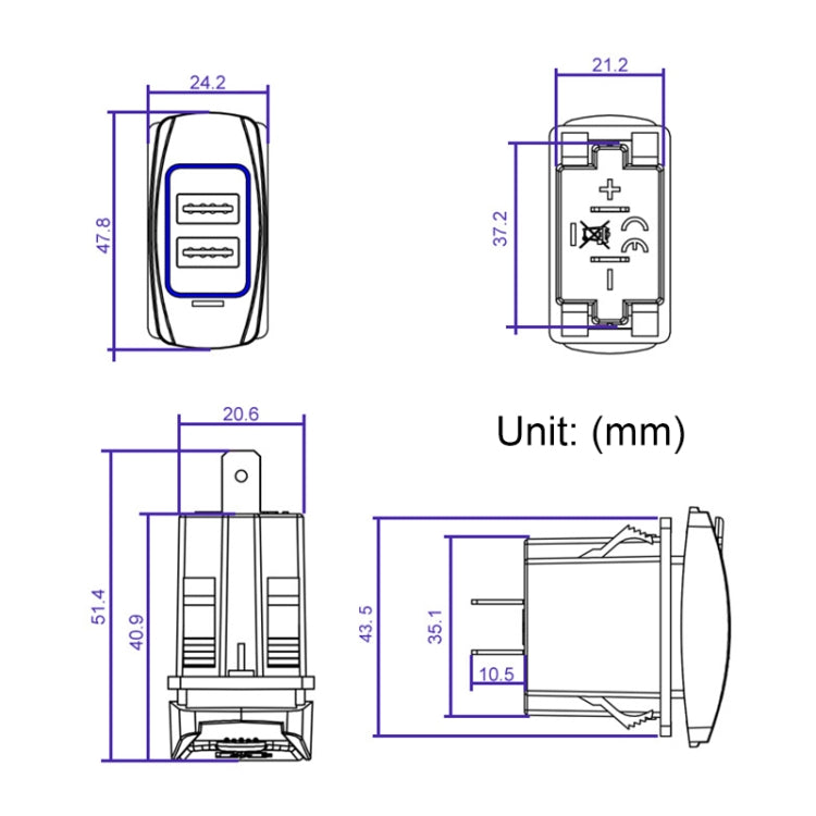 Car 4.8A Double-sided Mobile Phone Charger