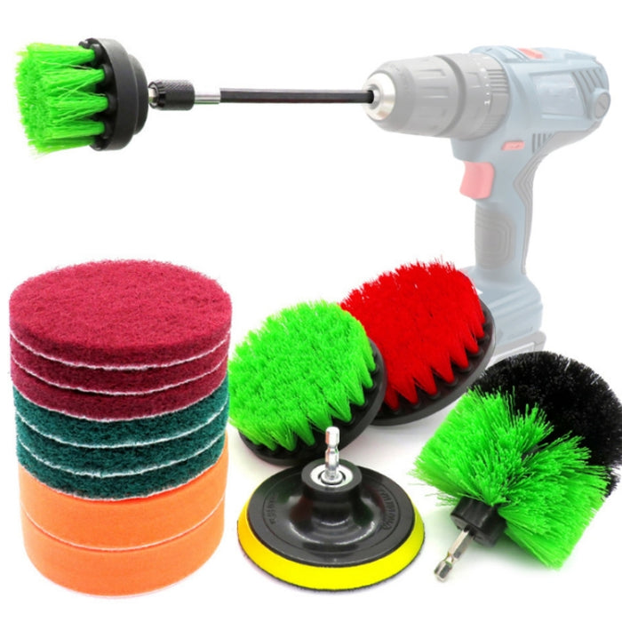 14 in 1 4 inch Sponge Scouring Pad Floor Wall Window Glass Cleaning Descaling Electric Drill Brush Head Set, Random Color Delivery, 14 in 1