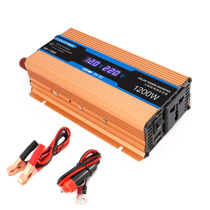 Carmaer 12V to 220V 1200W Car Multi-function Double Digital Display Inverter Household Power Converter, 12V to 220V 1200W