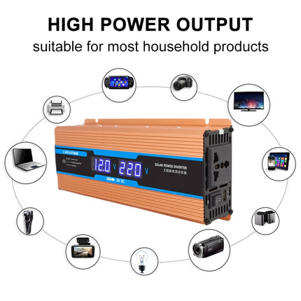 Carmaer 48V to 220V 2200W Car Multi-function Double Digital Display Inverter Household Power Converter, 48V to 220V 2200W