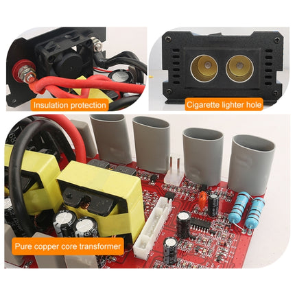 Carmaer 12V to 220V 1200W Double Cigarette Lighter Car Double Digital Display Inverter Household Power Converter, 12V to 220V 1200W