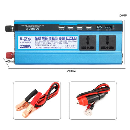 Carmaer 24V to 220V 2200W Three Socket Car Double Digital Display Inverter Household Power Converter, 24V to 220V 2200W