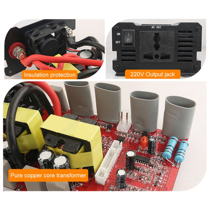 Carmaer 24V to 220V 2200W Three Socket Car Double Digital Display Inverter Household Power Converter, 24V to 220V 2200W