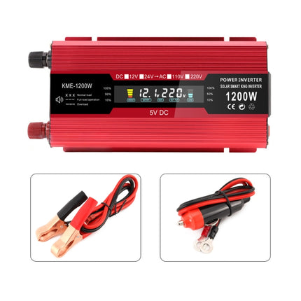 Carmaer Universal 12V to 220V 1200W Car LCD Display Inverter Household Power Converter, Universal 12V to 220V 1200W