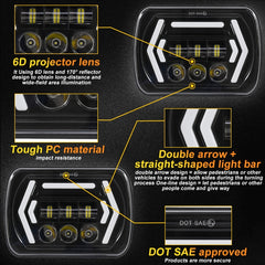 Car 7 inch Square DC9-30V  LED Headlight Modification Accessories for Jeep Wrangler, 7 inch Square