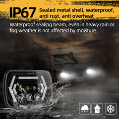 Car 7 inch Square DC9-30V  LED Headlight Modification Accessories for Jeep Wrangler, 7 inch Square
