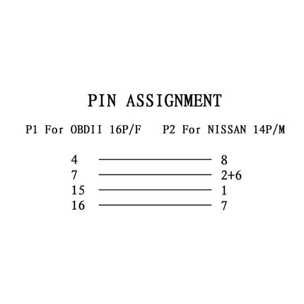 14Pin to 16Pin Car OBD2 Conversion Cable OBDII Diagnostic Adapter Cable for Nissan