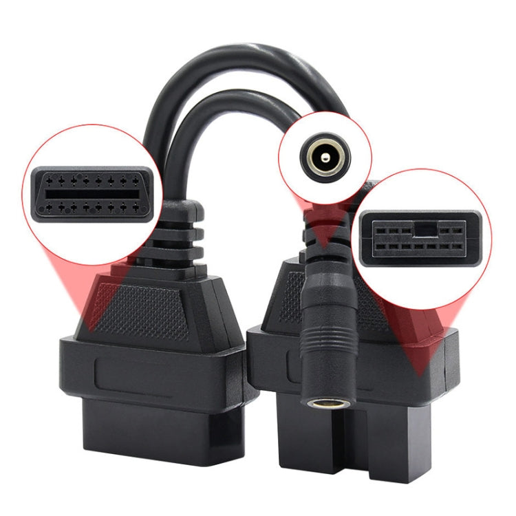 12Pin to 16Pin Car OBD2 Conversion Cable OBDII Diagnostic Adapter Cable for Mitsubishi, 12Pin to 16Pin for Mitsubishi