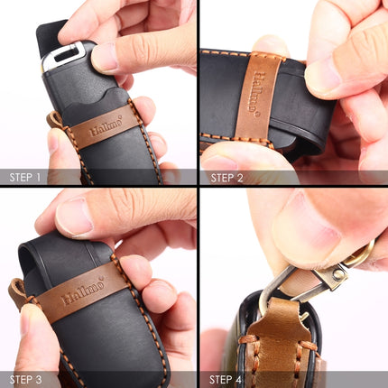 Hallmo Car Cowhide Leather Key Protective Cover Key Case for KIA K2 / K3 / K5 4-button, For KIA K2 / K3 / K5 4-button