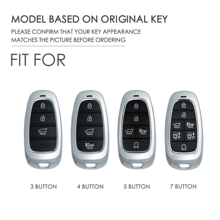 Hallmo Car Cowhide Leather Key Protective Cover Key Case for Hyundai 5-button, For Hyundai 5-button