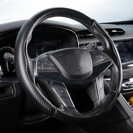 Car Universal Carbon Fiber Texture Leather Steering Wheel Cover