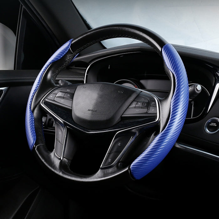 Car Universal Carbon Fiber Texture Leather Steering Wheel Cover