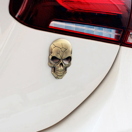 Three-dimensional Devil Skull Metal Car Sticker, Bronze, Silver Grey, Titanium Color