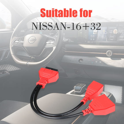 16 + 32 Pin External Thread to OBD2 Extension Cable for Nissan Sylphy, For Nissan Sylphy