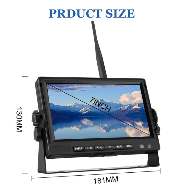 7 inch Car Digital Wireless Rear-view Split-screen Monitor Four Record