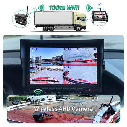 7 inch Car Digital Wireless Rear-view Split-screen Monitor Four Record