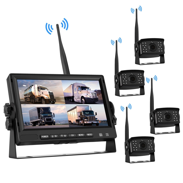 7 inch Car Digital Wireless Rear-view Split-screen Monitor Four Record
